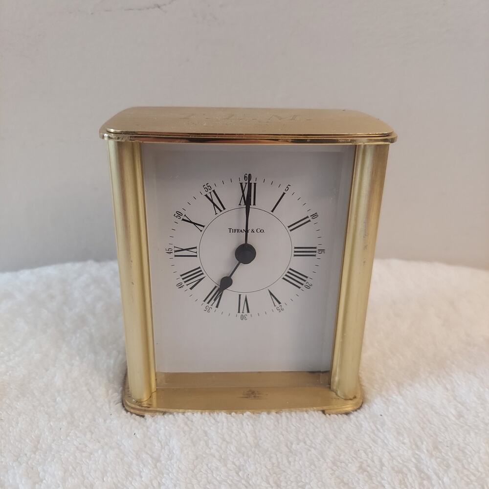 Tiffany & Co. Germany 4" Brass Quartz Desk Clock (Not Working)